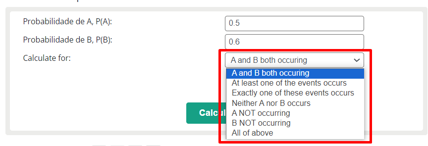 calculadora de probabilidade