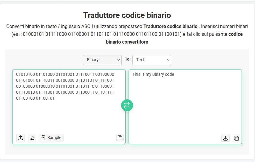 como converter codigo binario em texto