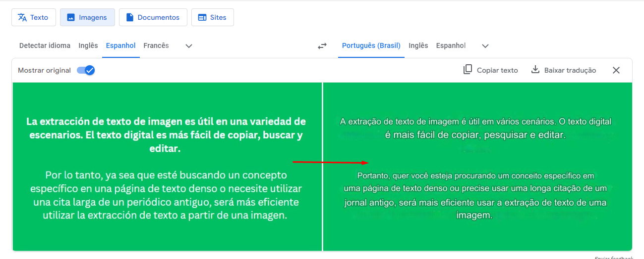 Etapas para usar o Google Tradutor para imagens do Instagram com google tradutor