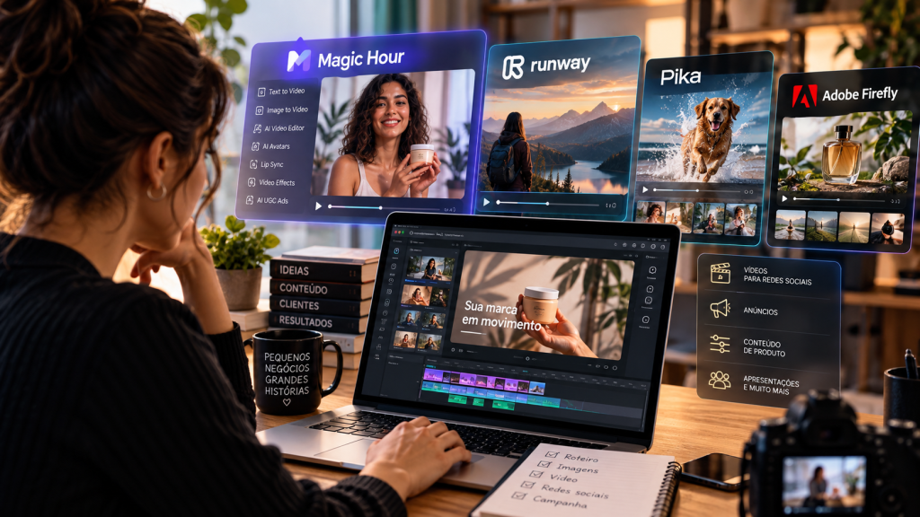 Melhores ferramentas de vídeo com IA para pequenos negócios: 4 opções para comparar